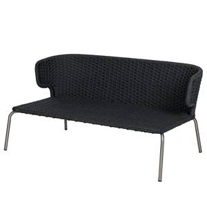 Designer Loungeset Desha 3-teilig Polyester / Edelstahl - Schwarz / Grau