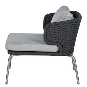 Designer Loungeset Desha 3-teilig Polyester / Edelstahl - Schwarz / Grau