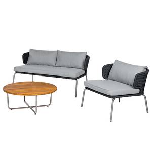 Loungeset Desha 3-delig polyester/roestvrij staal - zwart/grijs