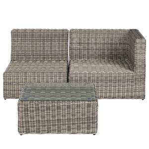 Loungeset Voia aus Polyrattan 3-teilig Polyrattan / Polyester - Grau