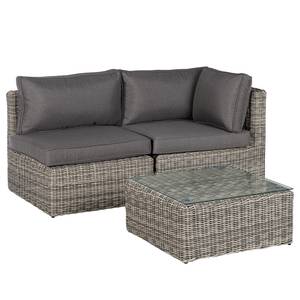 Loungeset Voia aus Polyrattan 3-teilig Polyrattan / Polyester - Grau