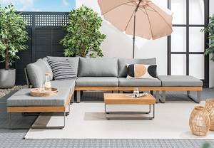 Gartenloungeset Molou 7-teilig Webstoff / Akazie - Grau / Braun