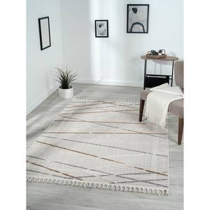 Tapis Luana I Polyester / Coton - Crème / Gris clair - 140 x 200 cm