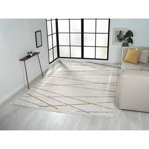 Tapis Luana I Polyester / Coton - Crème / Gris clair - 200 x 290 cm