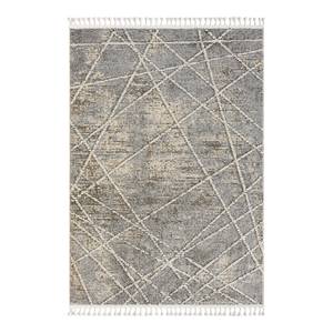 Tappeto a pelo corto Nelia Poliestere / Cotone - Grigio / Beige - 160 x 230 cm