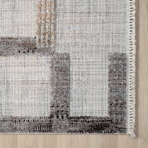 Laagpolig vloerkleed Balania polyester/katoen - donkergrijs/beige - 140 x 200 cm