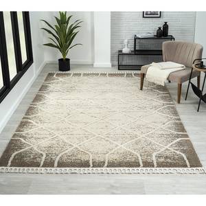 Kurzflorteppich Enya I Polyester / Baumwolle - Beige - 200 x 290 cm