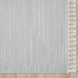 Kurzflorteppich Enya II Polyester / Baumwolle - Creme / Hellgrau - 140 x 200 cm