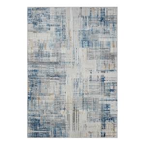 Kurzflorteppich My Stripes Polyester / Baumwolle - Beige / Blau - 200 x 290 cm