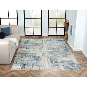 Kurzflorteppich My Stripes Polyester / Baumwolle - Beige / Blau - 200 x 290 cm