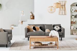 3-Sitzer Sofa FORT DODGE Webstoff Maila: Dunkelgrau