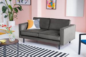 2-Sitzer Sofa FORT DODGE Samt Ravi: Grau - Ohne Schlaffunktion