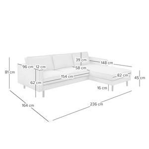 Ecksofa FORT DODGE Webstoff Maila: Terra - Longchair davorstehend rechts - Ohne Schlaffunktion