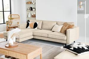 Ecksofa FORT DODGE Webstoff Maila: Beige - Longchair davorstehend links - Ohne Schlaffunktion