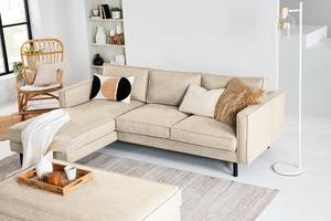 Ecksofa FORT DODGE Webstoff Maila: Beige - Longchair davorstehend links - Ohne Schlaffunktion