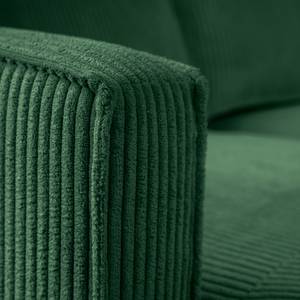 Divano angolare FORT DODGE Velluto a coste Poppy: verde abete - Longchair preimpostata a sinistra - Senza funzione letto