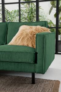 Divano angolare FORT DODGE Velluto a coste Poppy: verde abete - Longchair preimpostata a sinistra - Senza funzione letto