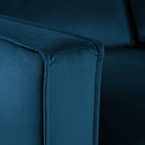 Ecksofa FORT DODGE Samt Ravi: Marineblau - Longchair davorstehend rechts - Ohne Schlaffunktion