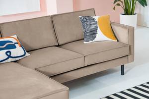 Divano angolare FORT DODGE Velluto Ravi: beige - Longchair preimpostata a sinistra - Senza funzione letto