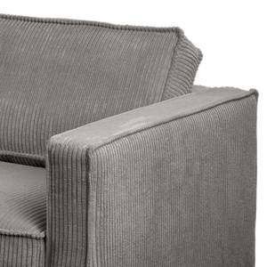 Divano angolare FORT DODGE Velluto a coste Poppy: grigio - Longchair preimpostata a sinistra - Senza funzione letto