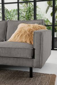 Divano angolare FORT DODGE Velluto a coste Poppy: grigio - Longchair preimpostata a sinistra - Senza funzione letto