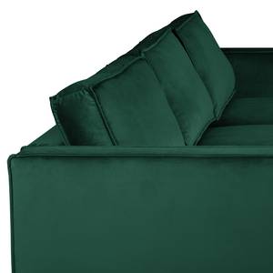 Divano angolare FORT DODGE Velluto Ravi: verde antico - Longchair preimpostata a destra - Senza funzione letto