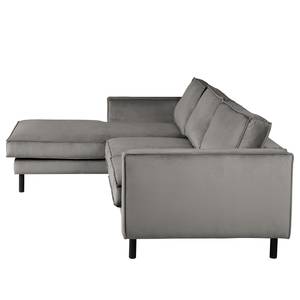 Ecksofa FORT DODGE Samt Ravi: Taupe - Longchair davorstehend links - Ohne Schlaffunktion