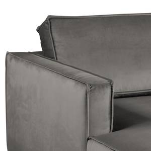 Ecksofa FORT DODGE Samt Ravi: Taupe - Longchair davorstehend links - Ohne Schlaffunktion