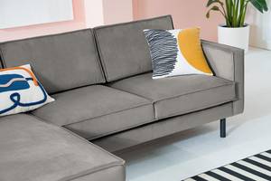 Ecksofa FORT DODGE Samt Ravi: Taupe - Longchair davorstehend links - Ohne Schlaffunktion