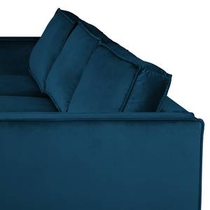 Ecksofa FORT DODGE Samt Ravi: Marineblau - Longchair davorstehend links - Ohne Schlaffunktion