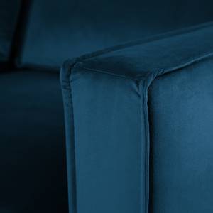 Canapé panoramique FORT DODGE Velours Ravi: Bleu marine - Méridienne courte à droite / longue à gauche (vue de face) - Sans repose-pieds