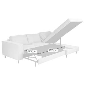 Canapé d’angle FORT DODGE Tissu Maila: Beige - Méridienne courte à droite (vue de face) - Avec fonction couchage