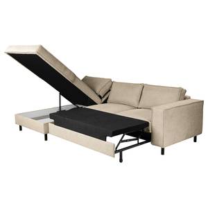 Ecksofa FORT DODGE Webstoff Maila: Beige - Longchair davorstehend links - Mit Schlaffunktion