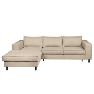 Ecksofa FORT DODGE Webstoff Maila: Beige - Longchair davorstehend links - Mit Schlaffunktion