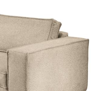 Ecksofa FORT DODGE Webstoff Maila: Beige - Longchair davorstehend links - Mit Schlaffunktion