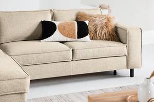 Ecksofa FORT DODGE Webstoff Maila: Beige - Longchair davorstehend links - Mit Schlaffunktion