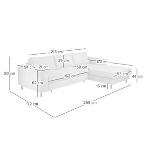 Ecksofa FORT DODGE Cordstoff Poppy: Senfgelb - Longchair davorstehend rechts - Mit Schlaffunktion