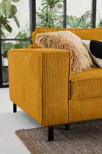 Divano angolare FORT DODGE Velluto a coste Poppy: giallo senape - Longchair preimpostata a destra - Funzione letto