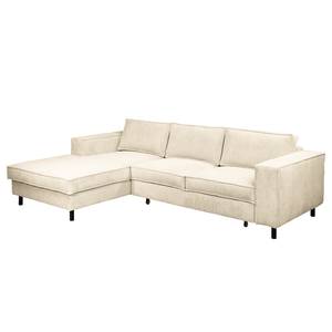 Ecksofa FORT DODGE Cordstoff Poppy: Beige  - Longchair davorstehend links - Mit Schlaffunktion