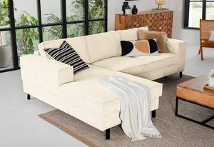 Ecksofa FORT DODGE Cordstoff Poppy: Beige  - Longchair davorstehend links - Mit Schlaffunktion