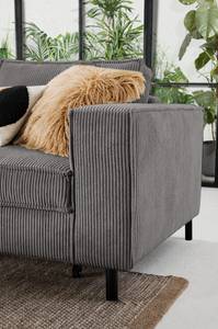 Ecksofa FORT DODGE Cordstoff Poppy: Grau - Longchair davorstehend links - Mit Schlaffunktion