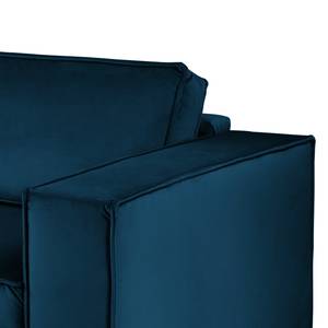 Divano angolare FORT DODGE Velluto Ravi: color blu marino - Longchair preimpostata a sinistra - Funzione letto
