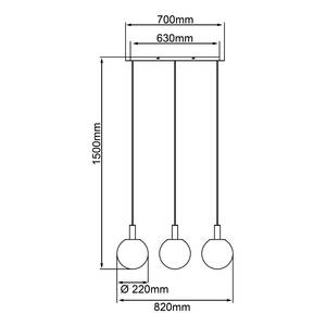 Suspension Gould II Verre fumé / Aluminium - 3 ampoules