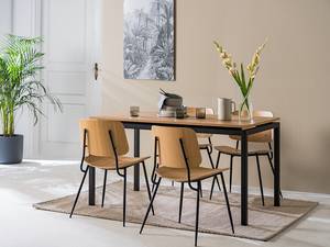 Table Ryfoss Placage en bois véritable - Chêne / Noir - 140 x 80 cm