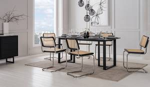 Tavolo con bordi arrotondati Moato Ceramica / Metallo - Effetto marmo nero