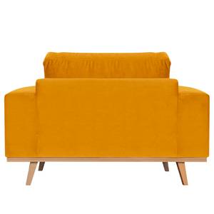 Fauteuil BILLUND Velours Sadia: Jaune mourtade - Hêtre clair