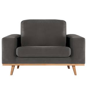 Fauteuil BILLUND Velours Sadia: Gris foncé - Hêtre clair