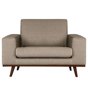 Fauteuil BILLUND Tissu structuré Otrera: Taupe - Hêtre foncé