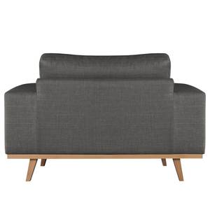 Fauteuil BILLUND Tissu structuré Otrera: Gris foncé - Hêtre clair