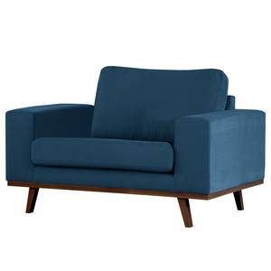 Fauteuil BILLUND Geweven stof Vele: Blauw - Donker beukenhout